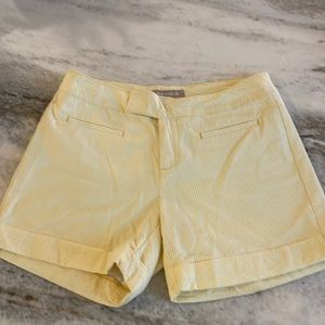 Yellow seersucker ladies shorts